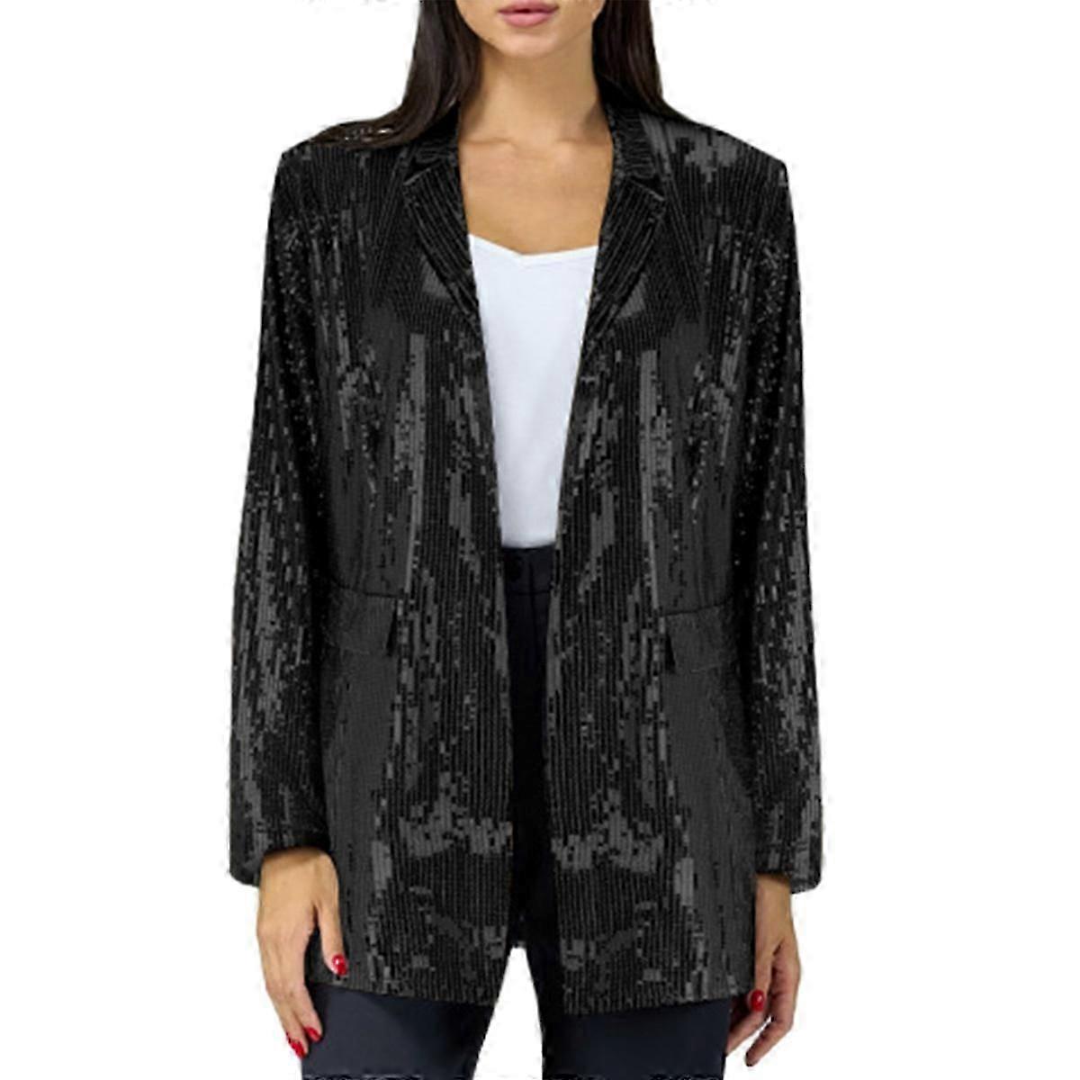 Damska cekinowa kurtka Marynarka Casual Open Front Coat