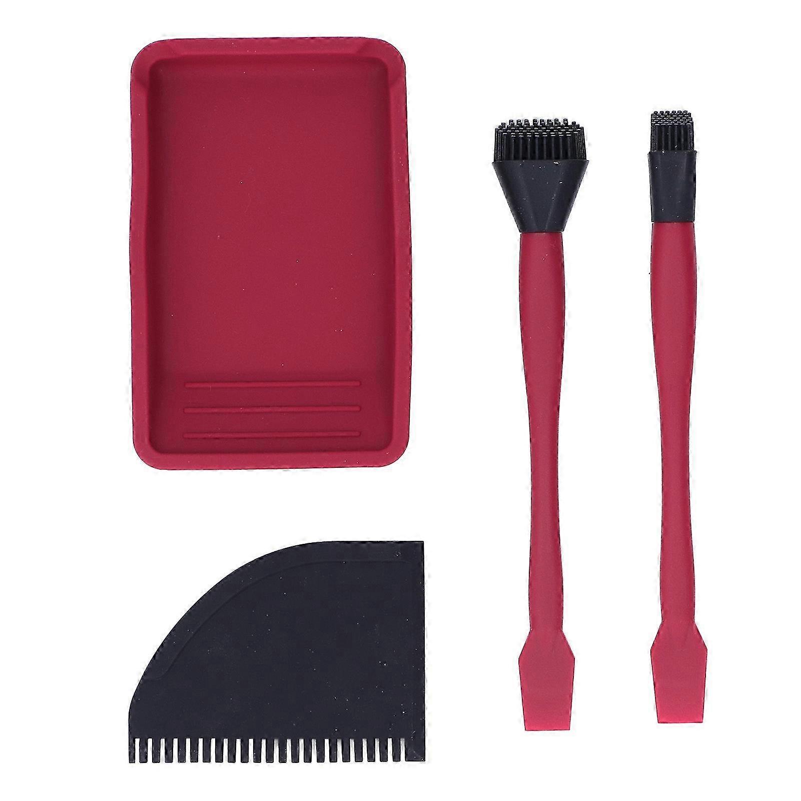 4Pcs Silicone Glue Kit 2 Brush 1 Comb and 1 Tray Uniform Application Silicone Glue Applicator Set for Woodworking