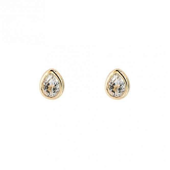 Gold Plated Birthstone April White Topaz Earrings E6205