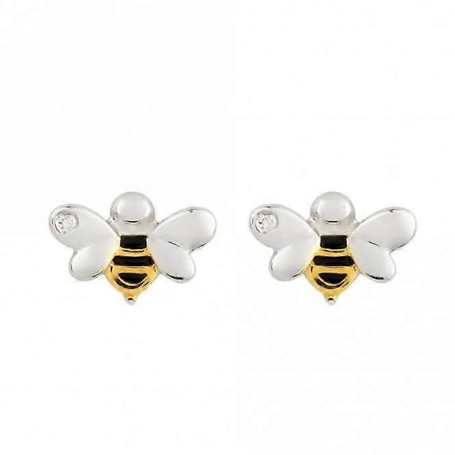 Recycled Silver & Gold Plated Bee Stud Earrings E6156