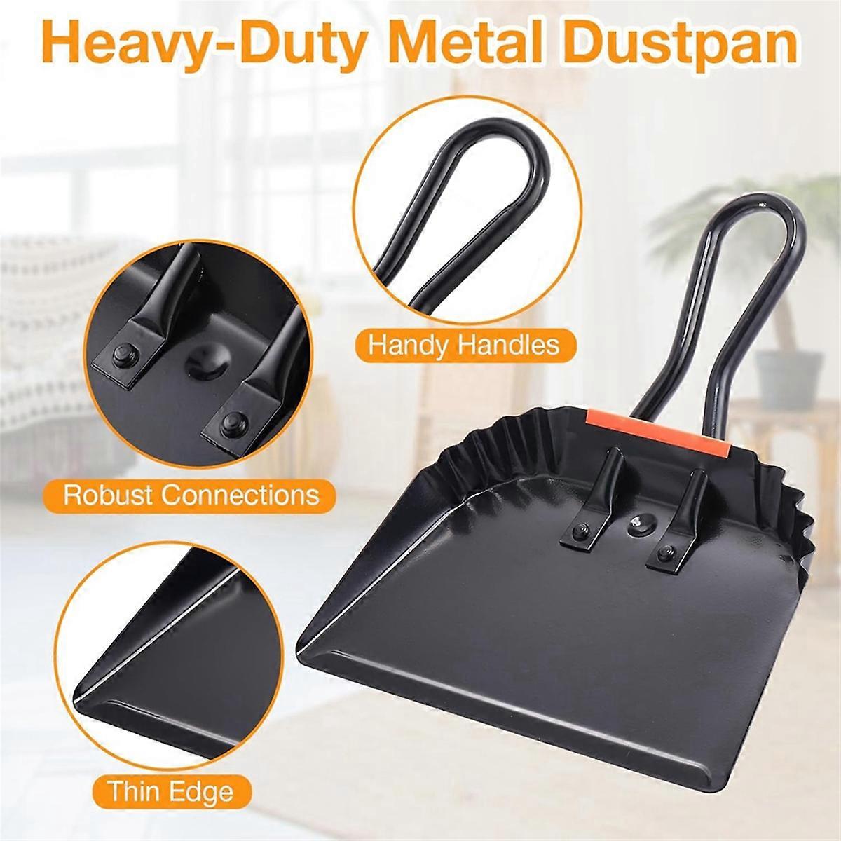 Industrial Metal Dustpan 12Inch Dust Pan with Handle Handheld Dustpan