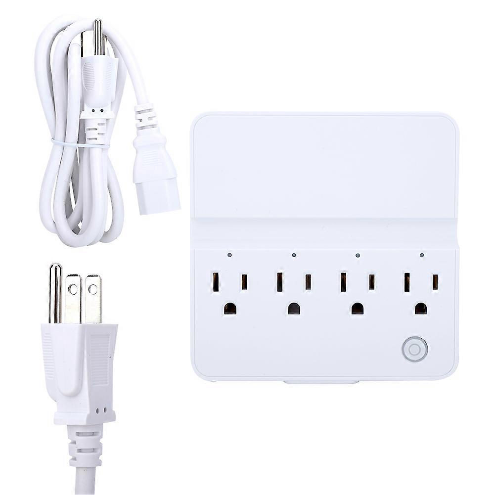 Wireless WiFi Socket Voice Control Timing Outlet 4 AC Outlets 4 USB 100-240V (White, US Plug)
