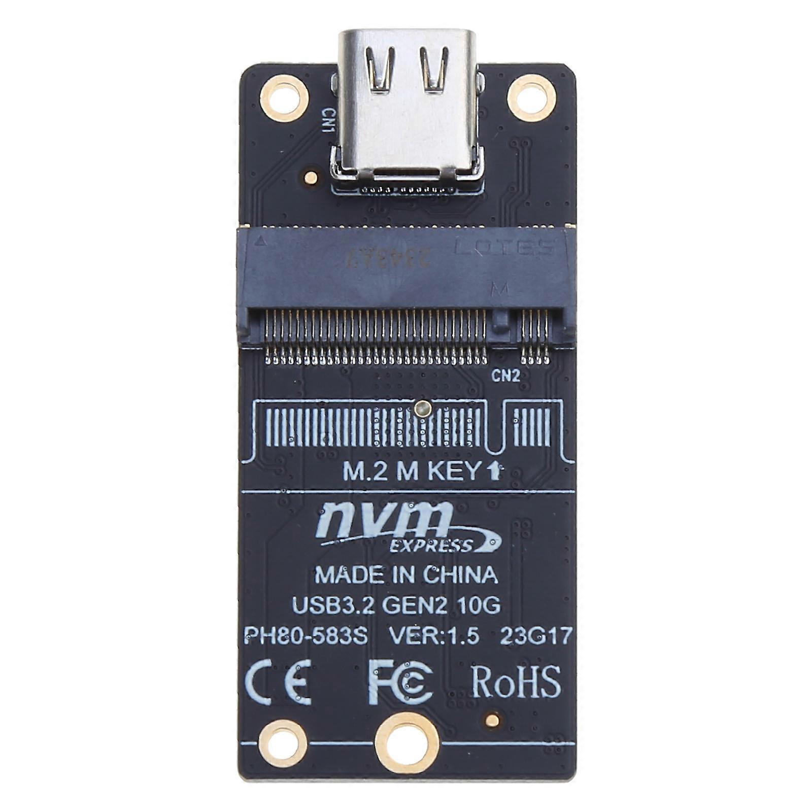 M2 NVME SSD Adapter M.2 to USB 3.1 Hard Drive Disk Converter Support M2 SSD 2230/2242/2260/2280 High Performance JMS583  Black