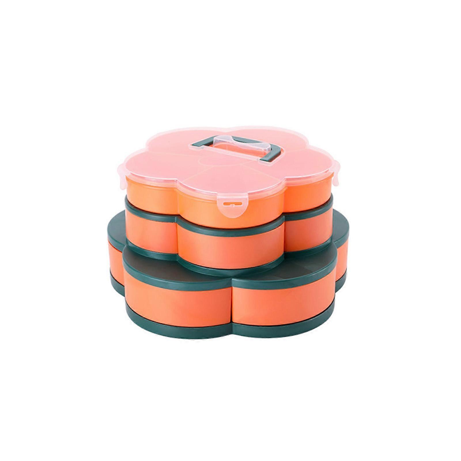 1/2/3 Tier Rotatable Dried Fruit Storage Box with Lid and Handle Portable Snacks Organization for Chocolate Candy