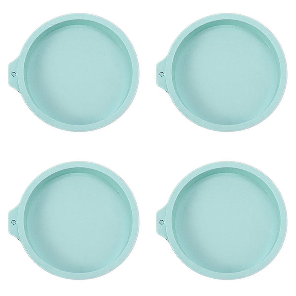 6-Inch Round Cake Layer Silicone Mold Set with 4 Pieces for Baking and Decorating in Blue