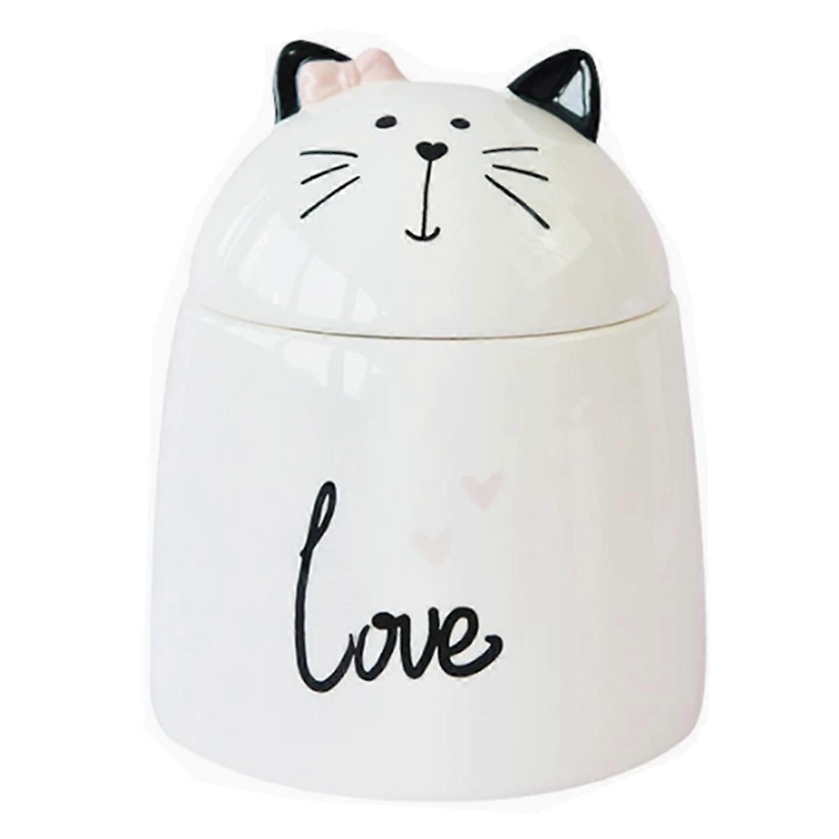 Cartoon White Cute Ceramic Collection Commemorative Jar Cat Shaped Ceramic Storage Jar