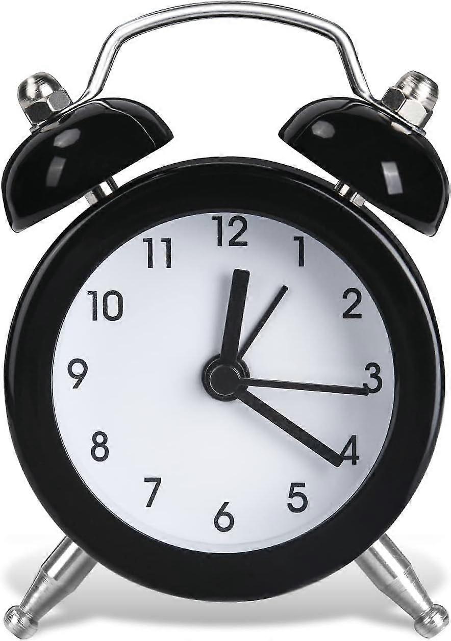 Mini Alarm Clock, Bedside Clocks Battery Operated Non Ticking Table Clocks, Bedroom Alarm Clock Simple Loud Vintage Alarm Clocks Battery not included