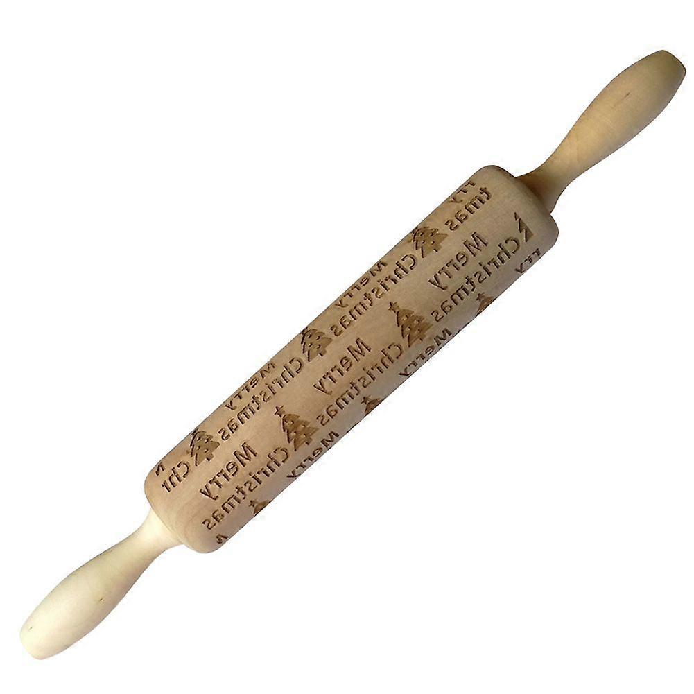 Kitchen Rolling Pin with Christmas Letter Carving for Dough