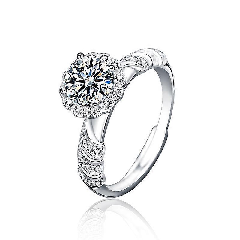 XJA008 925 Silver Ring Mossan Diamond Open Ended Couple Ring