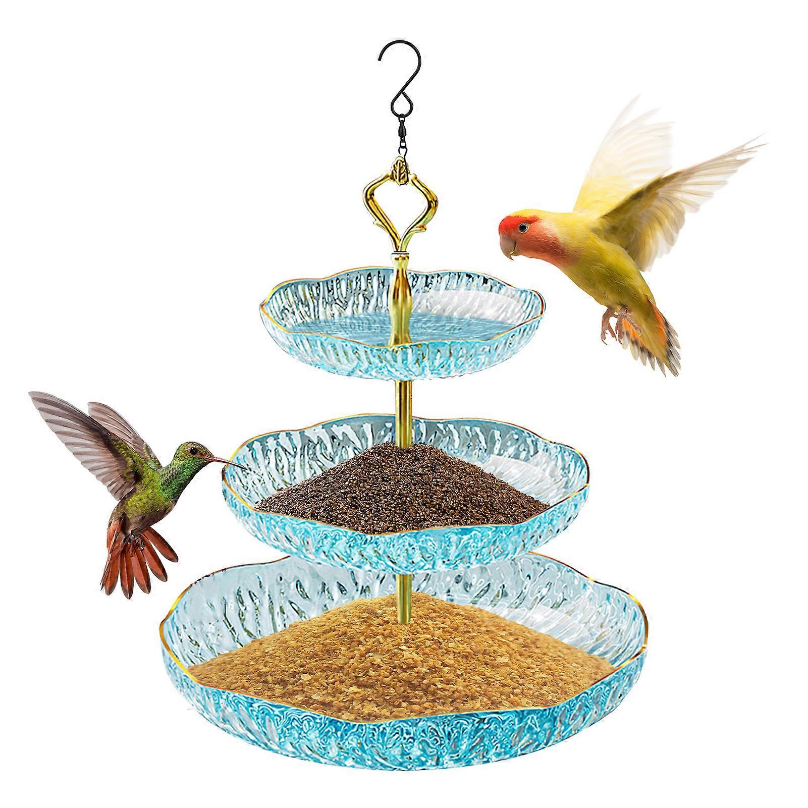 Til blå udendørs have hængende fuglefoderautomat, fuglebad, kolibri foderautomat (blå)