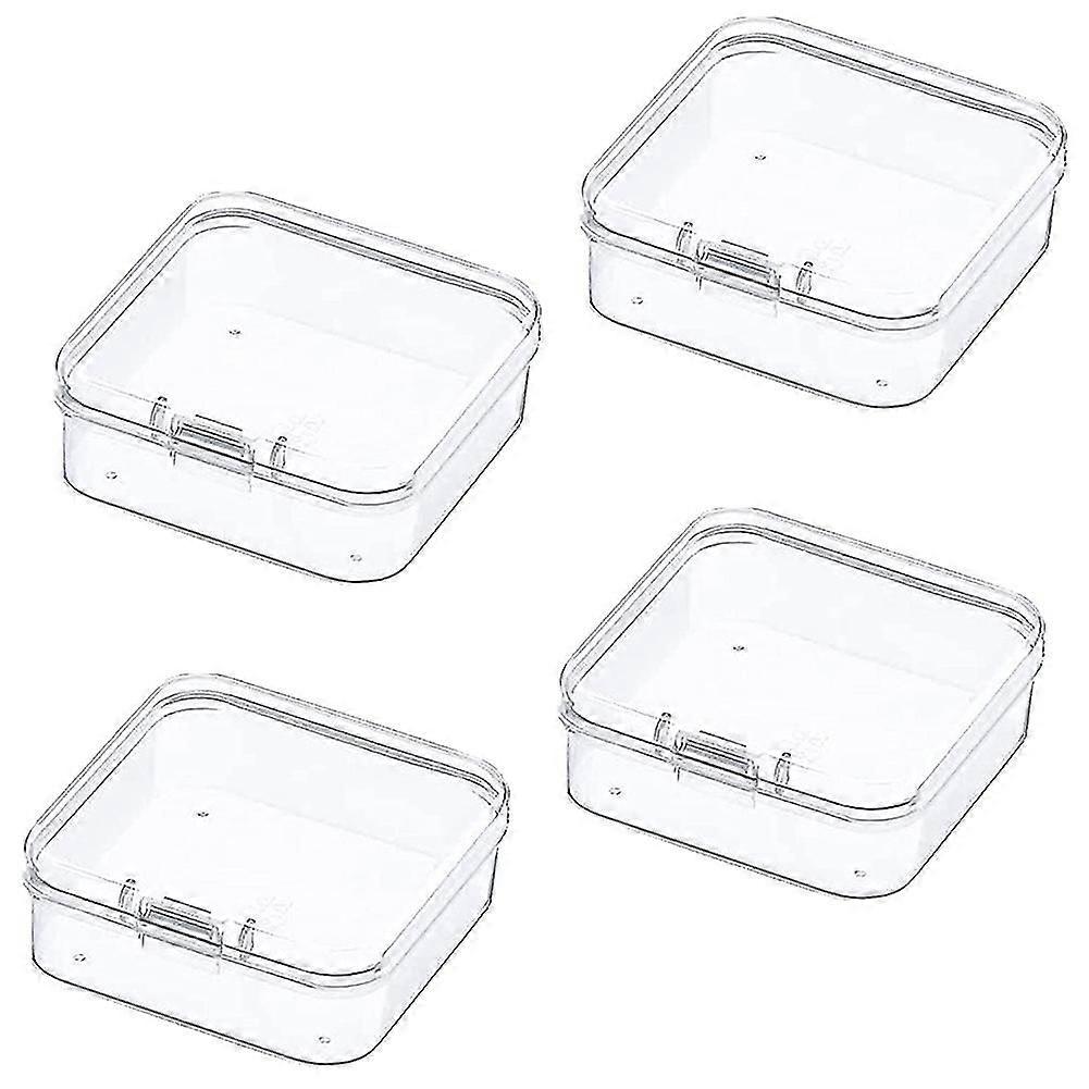 Clear Plastic Beads Storage Containers Box Storage Containers with Hinged Lid Bead Storage Box for Coins,4 Pcs