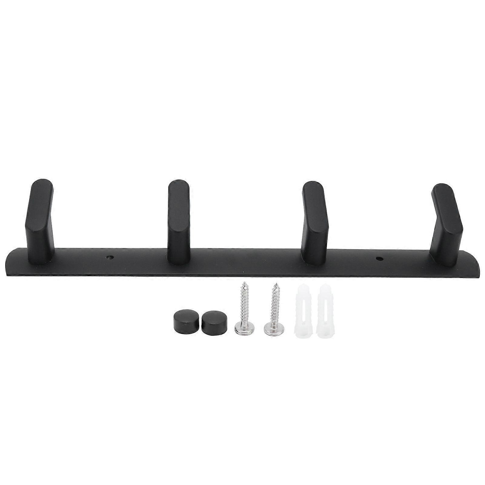 Simple Space Aluminum Row Hooks Wall Mounted Hook for Kitchen Bathroom Wardrobe Black4 Hooks