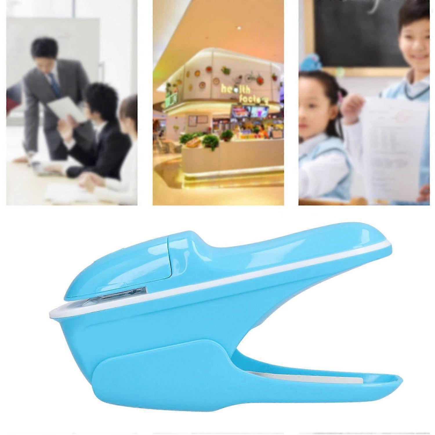 Needleless stapler for office use, binds sheets efficiently, directly into the shredder.