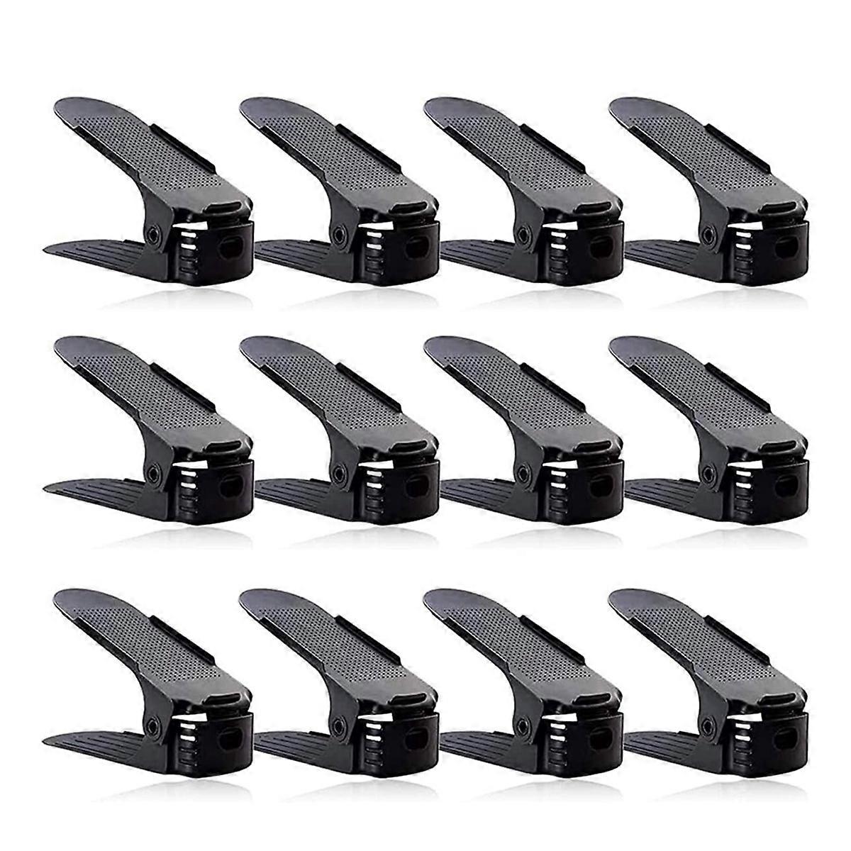 12-Pack Shoe Storage Rack, Adjustable Double-Layer Shoe Stack Sandal Rack, Save 50% of Shoe Stack Organizing Space