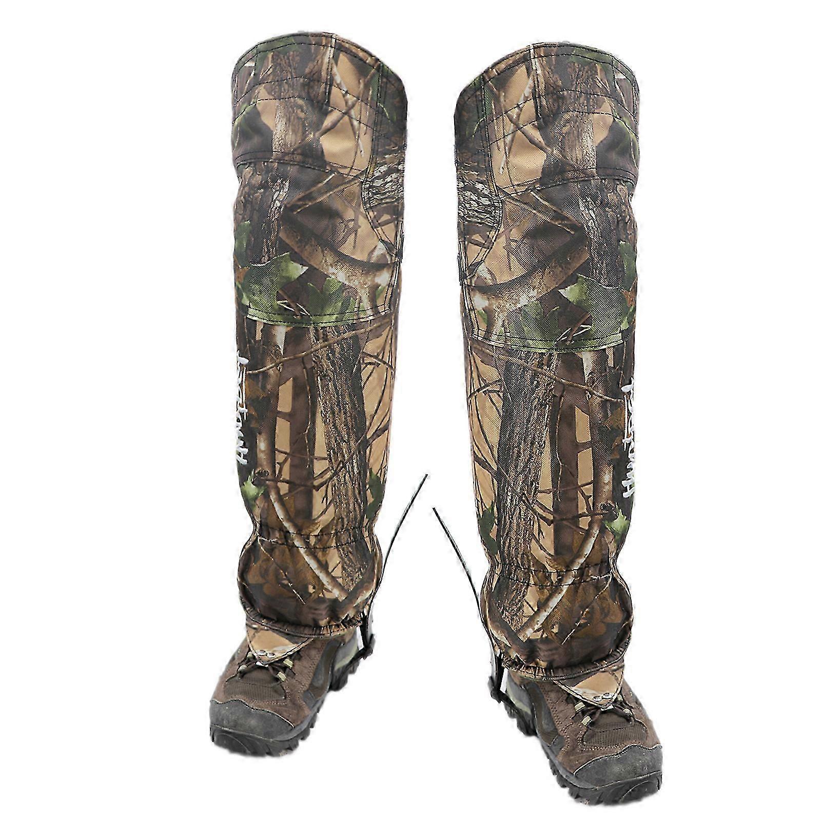 Camouflage High Leg Knee Gaiters Waterproof Leggings Adjustable Outdoors Shoe Cover with Knee Pads and Straps for Hiking Camping