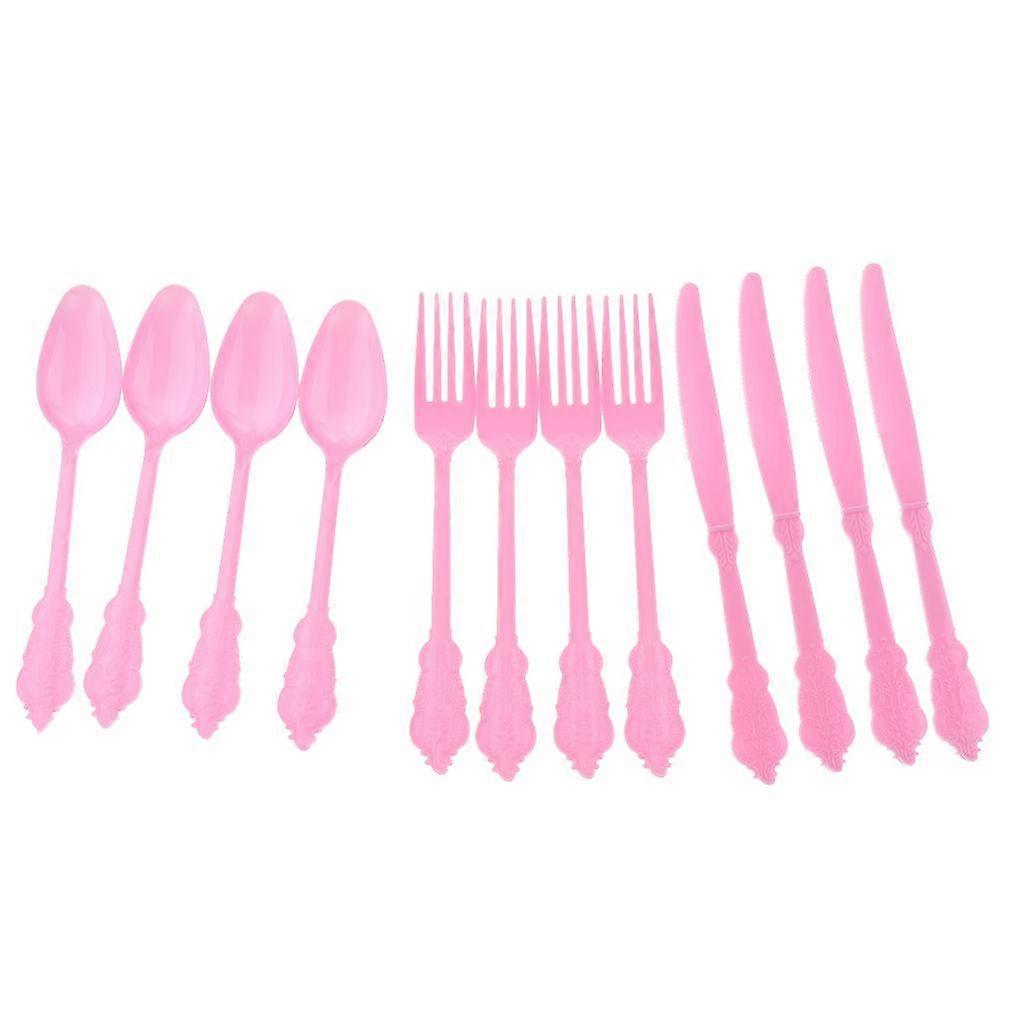 12pcs Embossed Disposable Cutlery Kid Birthday Party Tableware Decor