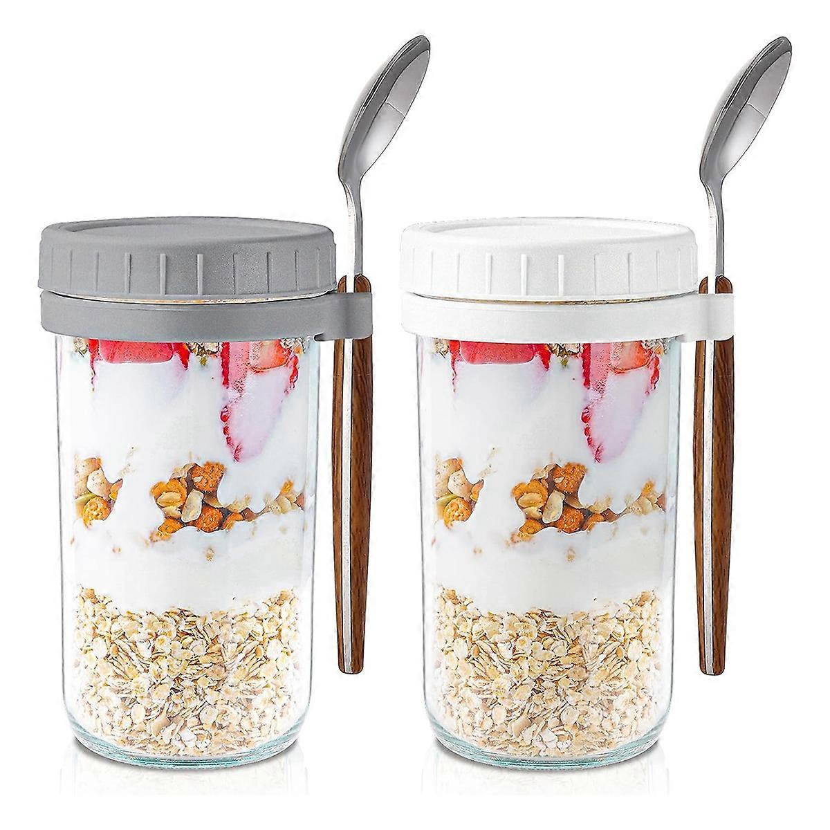 24Oz Jars for Overnight Oats -2Pcs Containers with Lids&Spoons