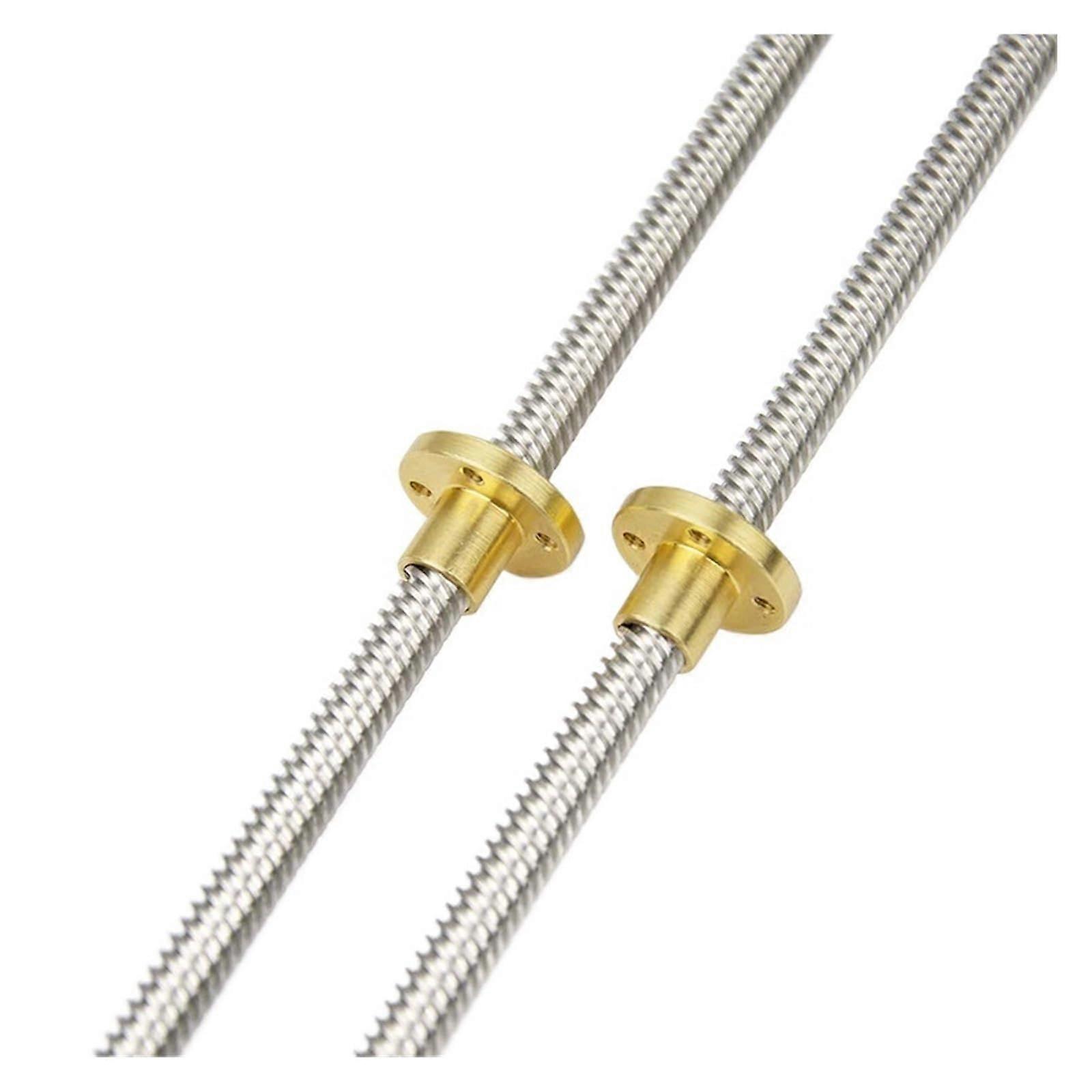 Screw Stainless Steel Ball Screw 304, T8 Brass Nut, 8mm Lead, 600mm Length, 2PCS Threaded Rod for Precision Applications
