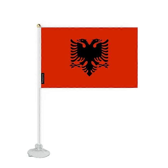 Suction Cup Flag - Albania - 14 x 21 cm - Durable Polyester - Double-Sided Print - Lightweight and Sturdy