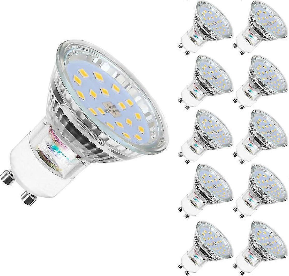 LED GU10 ، ما يعادل 5 واط 60 واط ، 600 لومن ، أبيض دافئ 2700 كلفن ، شعاع عريض 120 ، لمبات إضاءة سبوت LED ، عبوة من 10