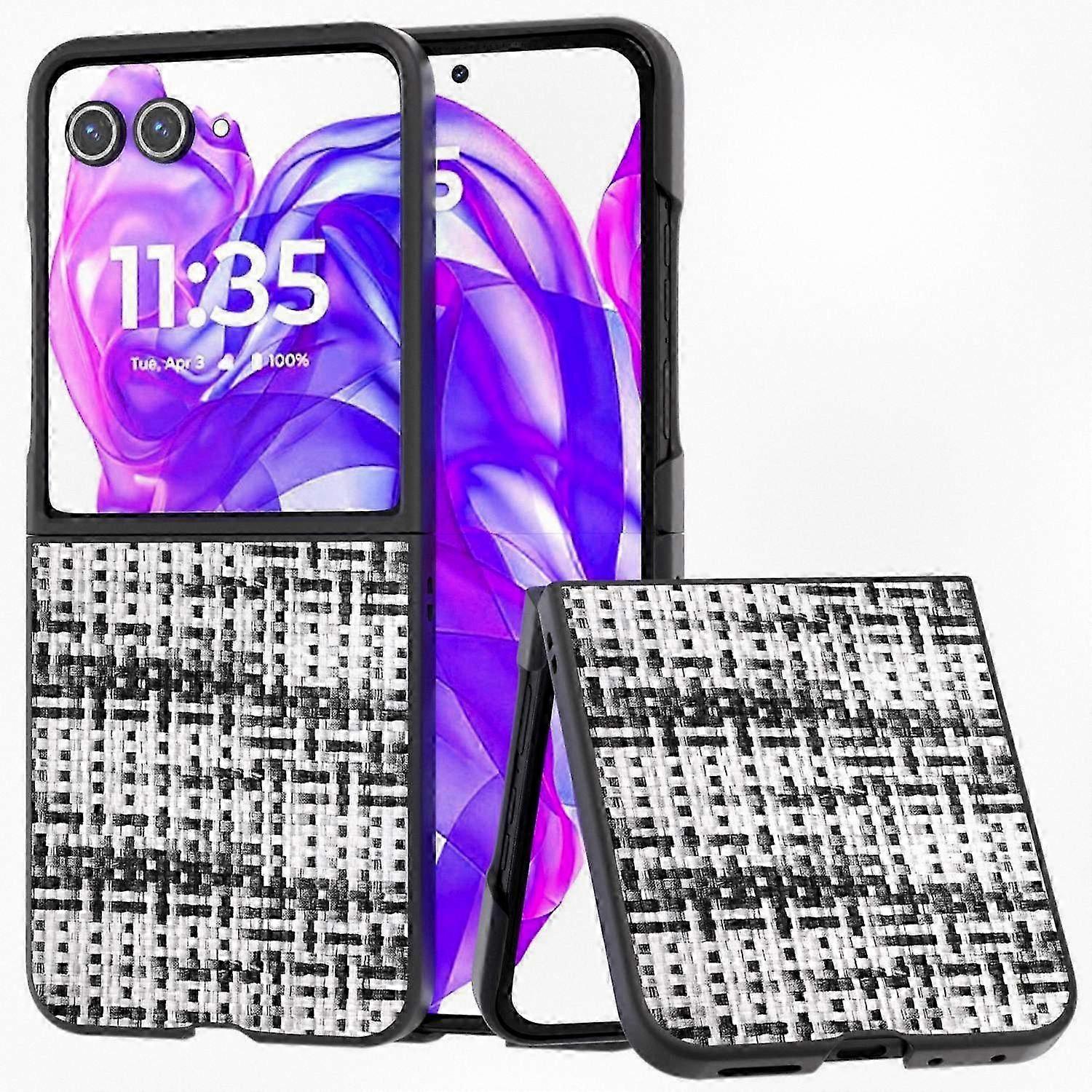 Color Lattice Texture PU Case Suitable for a Certain Brand Razr 50 Ultra Model