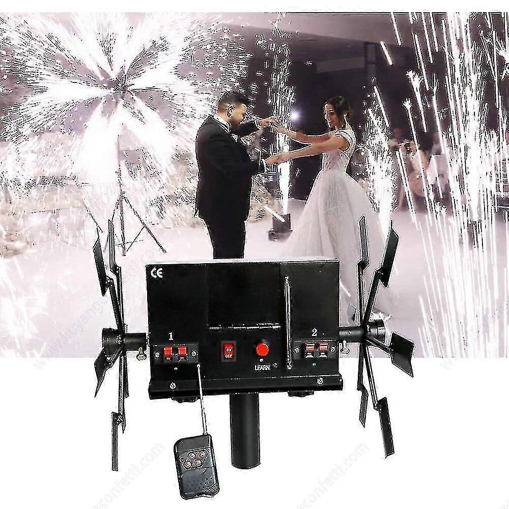 Double Wing Cold Fire Fountain Rotating Stage Lighting Effect Wedding Fireworks Machine Remote Contr