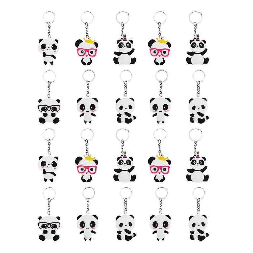 20pcs Cartoon Panda Key Pendants Backpack Hanging Decors Multipurpose Panda Keychains