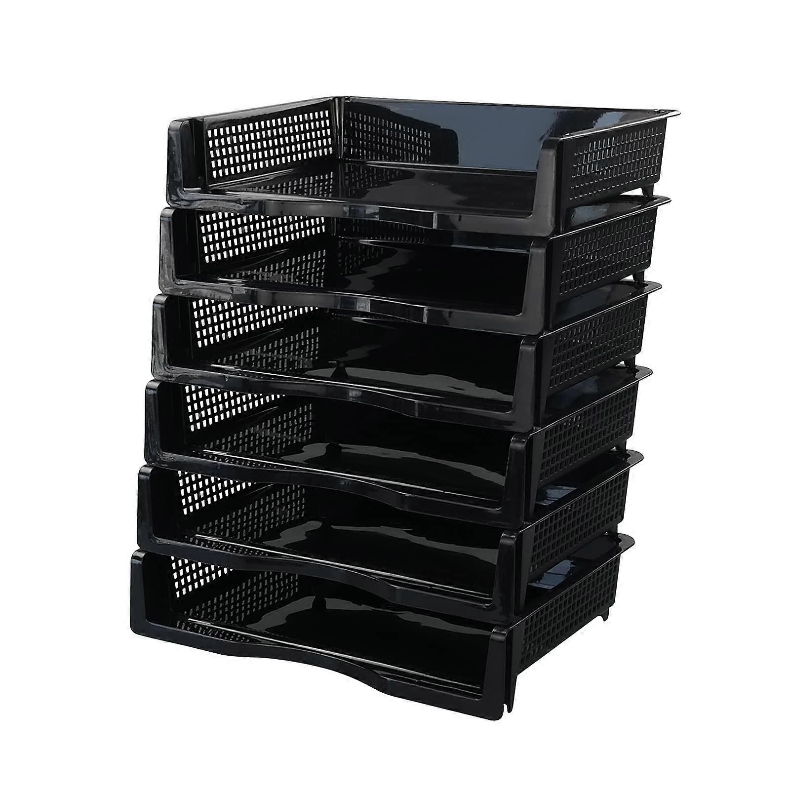 Plastic Paper Organizer Tray Stackable File Document Basket 6-Pack Desk Organizer