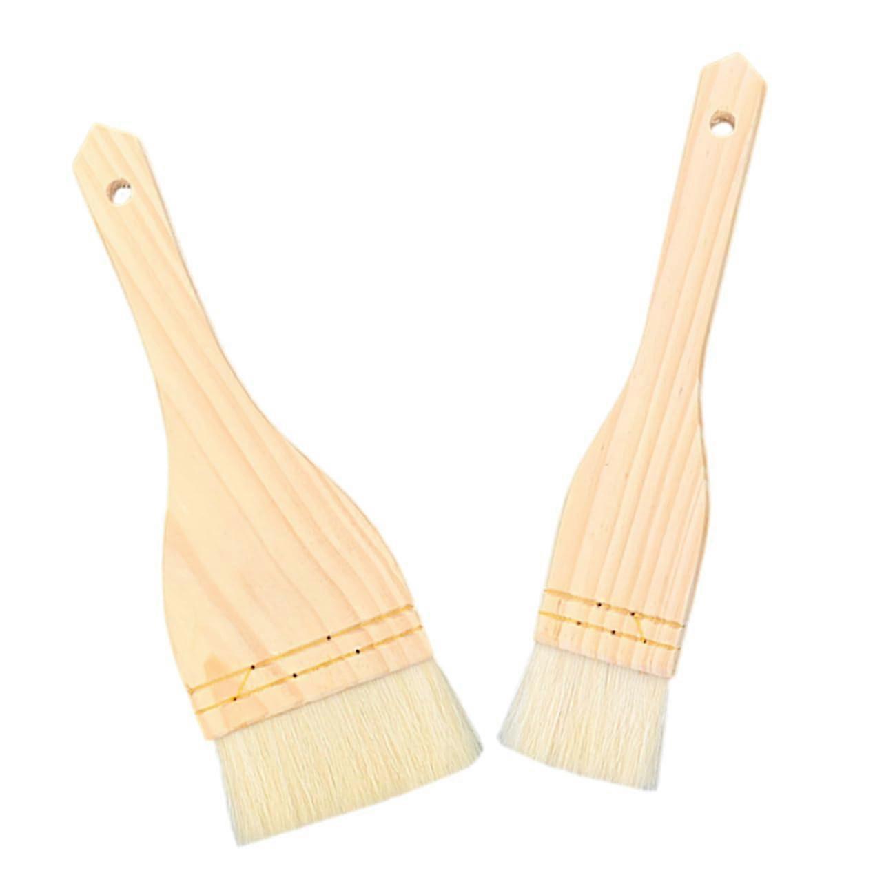 Set of 2 Wooden Grill Brushes, Versatile Kitchen and Basting Brushes for Grilling, Roasting, and Bread Baking