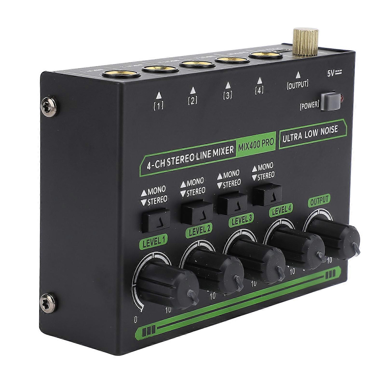 4 Channel Mixer RGB Light Low Noise Multifunctional DJ Controller Sound Mixer for Music Recording US Plug 100‑240V 