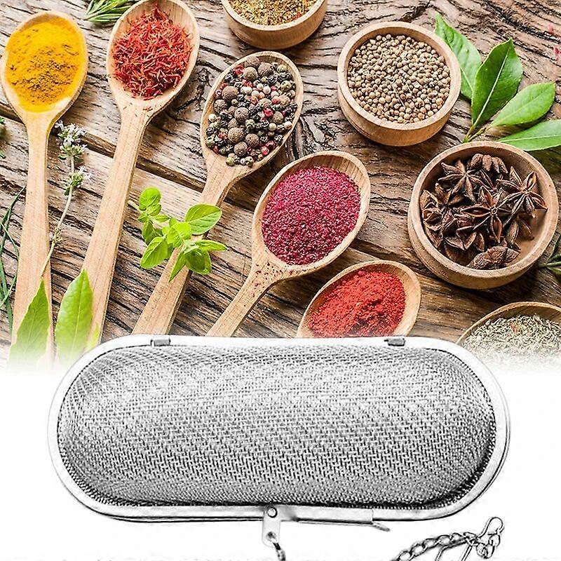 Kitchen Spice Strainer Stainless Steel Fine Mesh Tea Strainer with Extension Chain Spice Ball for Kitchen 1 pc