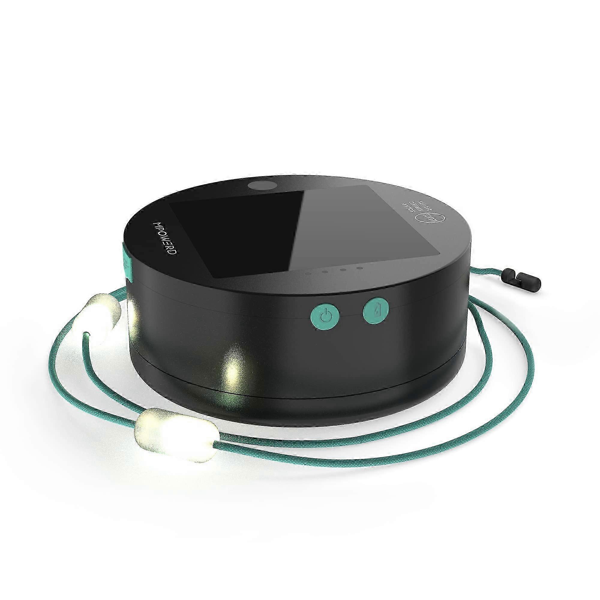 أضواء سلسلة MPOWERD Luci Sun + شاحن هاتف: شمسي / USB ، أبيض 18 قدما ، 100 لومن