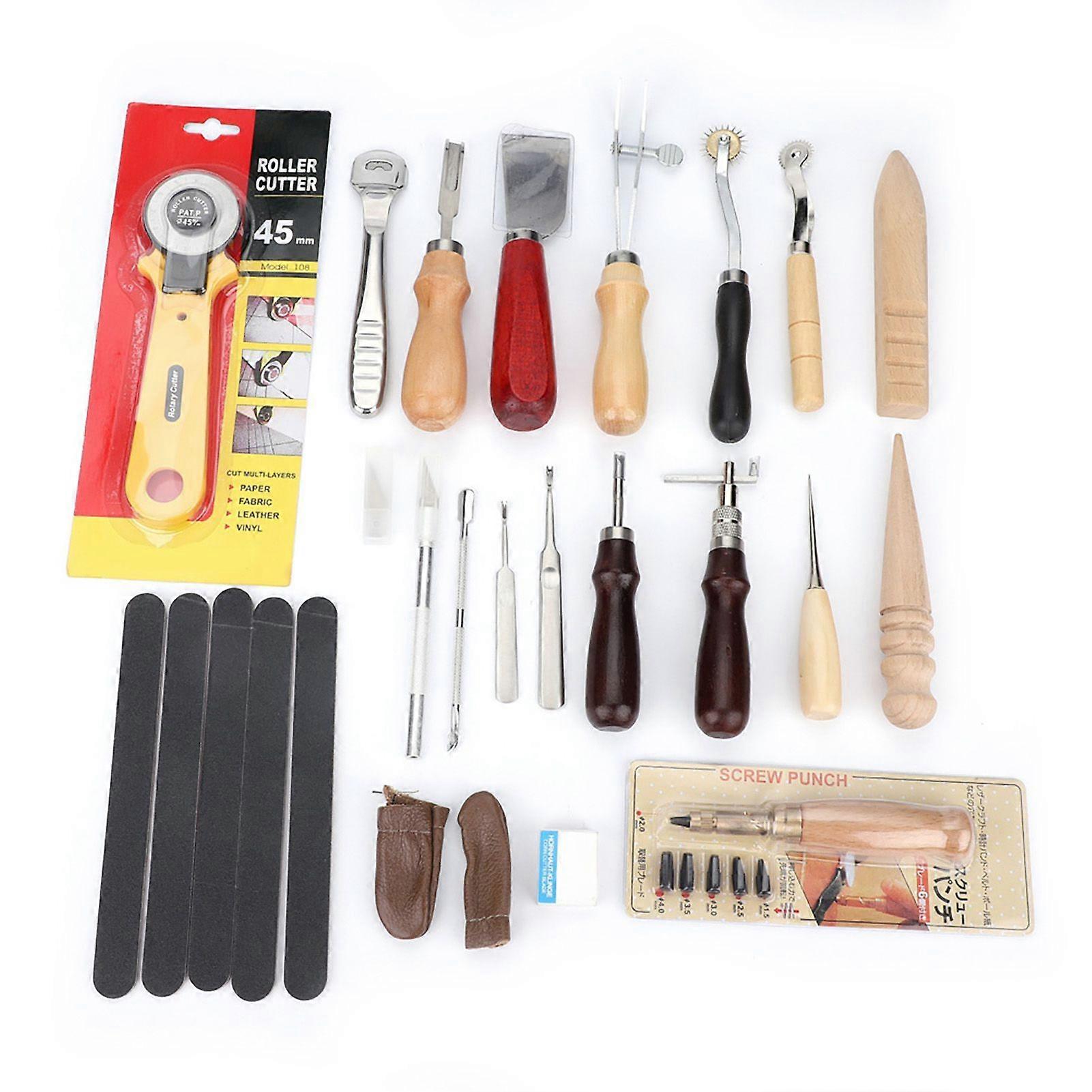 2025 Latest Model  20pcs Leather Craft Tools punch Kit Stitching Working