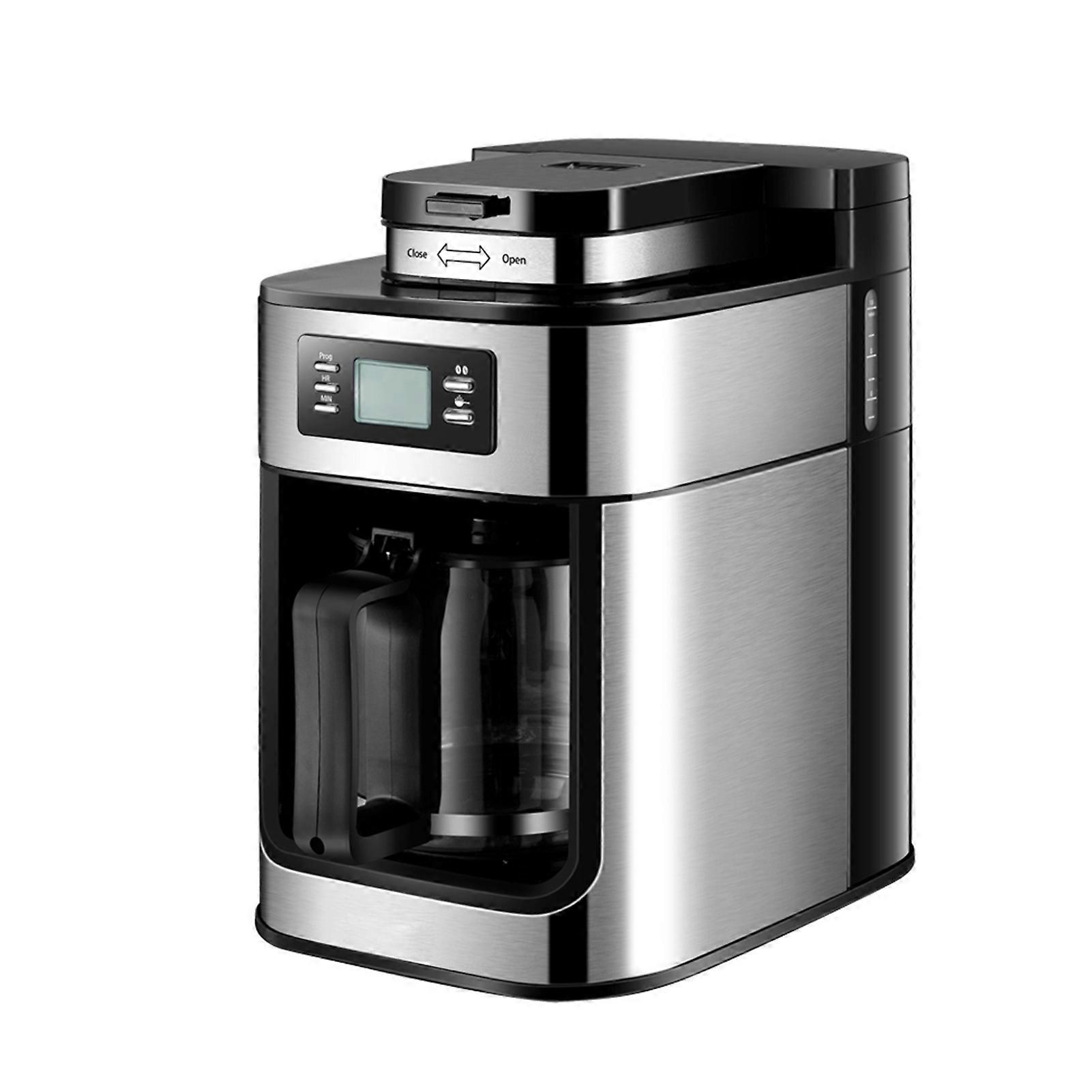 Programmable Coffee Maker with Timer 1050W 1L Large Capacity 2-8 Cups Drip Coffee Machine Keep Warm Grind and Brew Automatic with Burr Grinder