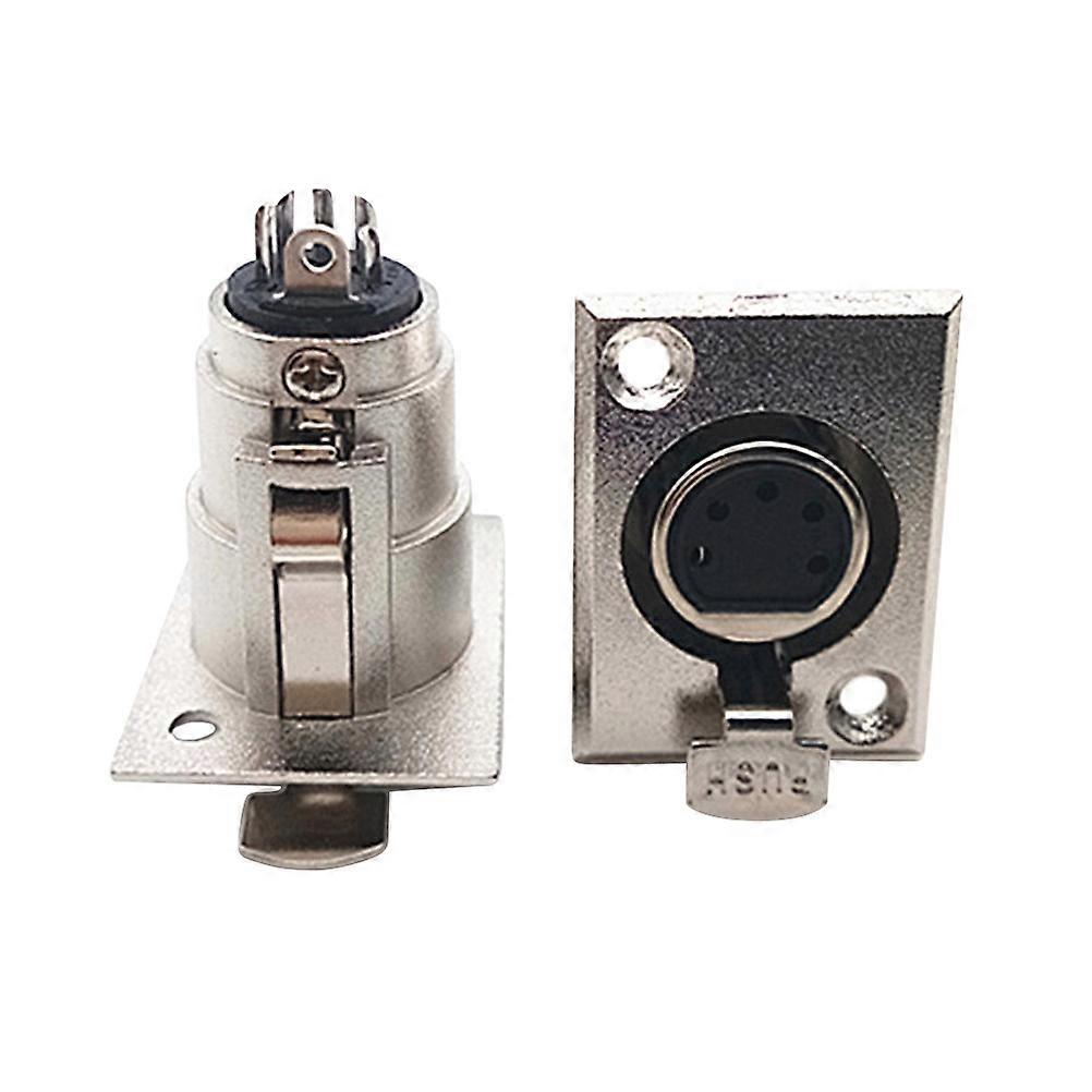 2 יחידות XLR פאנל מחבר 5 פינים אודיו רמקול מתאם למיקרופון כסף צבע נחושת אבץ סגסוגת