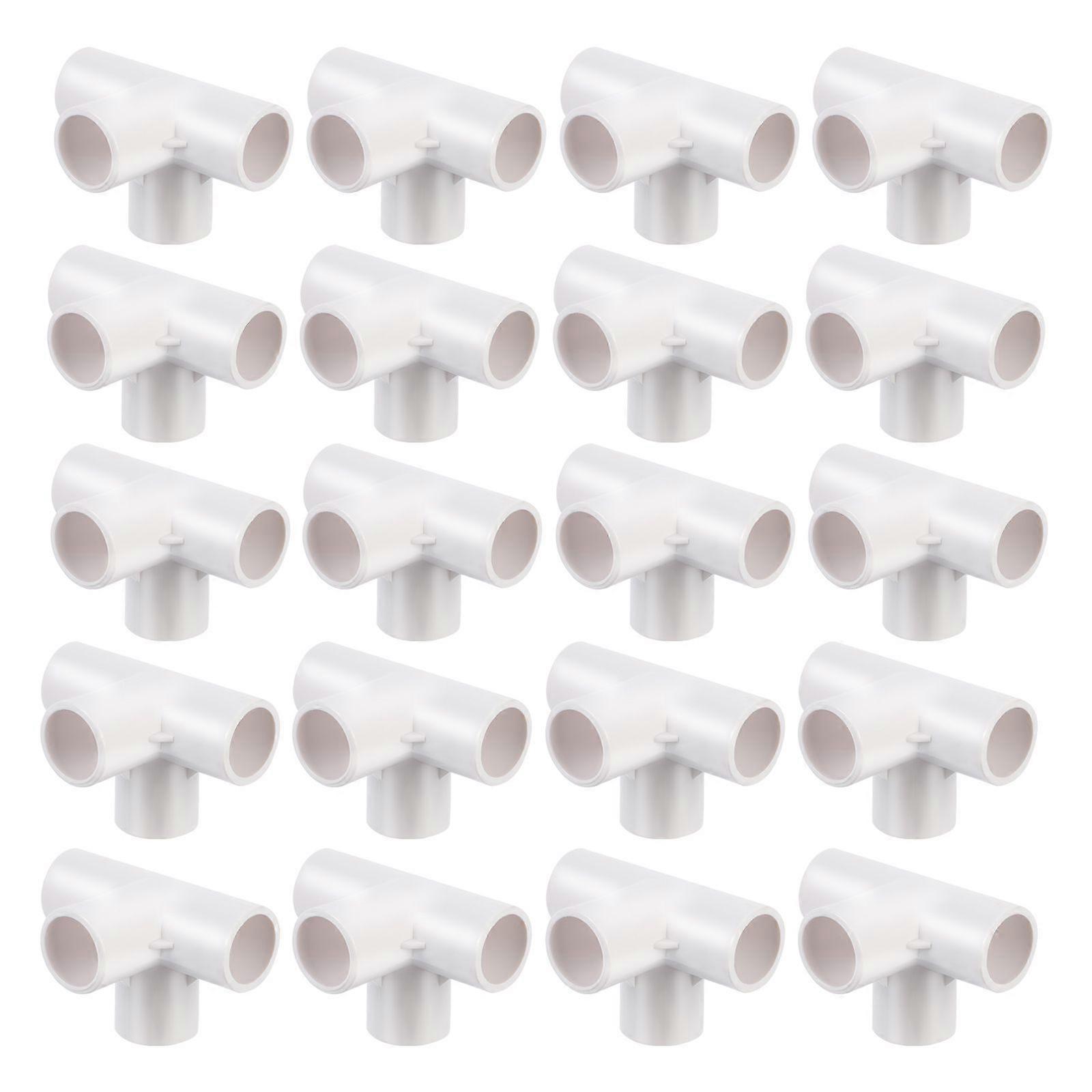 20 Pcs 4 Ways Adapter Pipeline Connectors Water-pipe Joints (White 4 Interface)