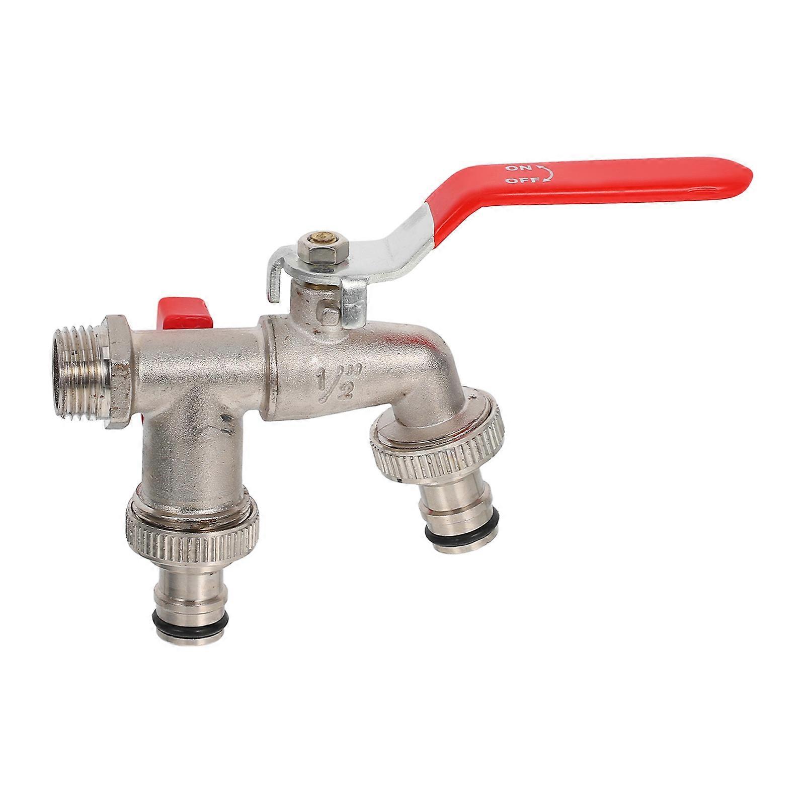 Outdoor Faucet Double Valve Water Tap Easy Installation Ergonomic Handle Operation For Garden Use 1Set