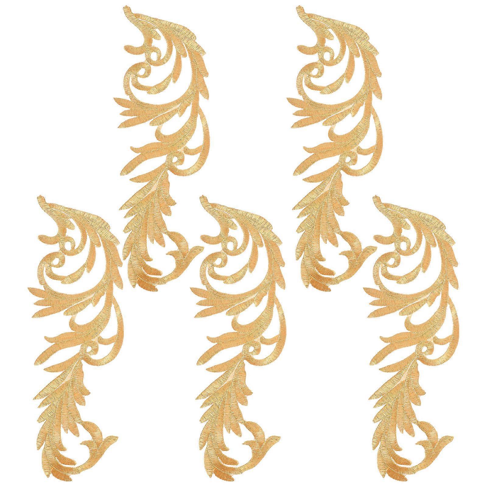Decorative Patches Ethnic Style Patches Diy Coat Patches Costumes Golden 22x8cm Iron-On 5 Pairs
