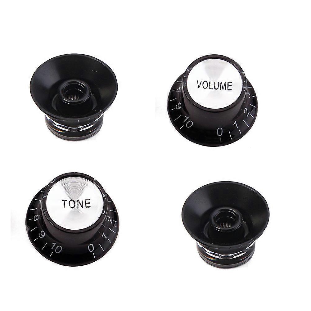 Guitar Volume Tone Control Knobs GD23 Anti-Corrosion Black Silver 4Pcs