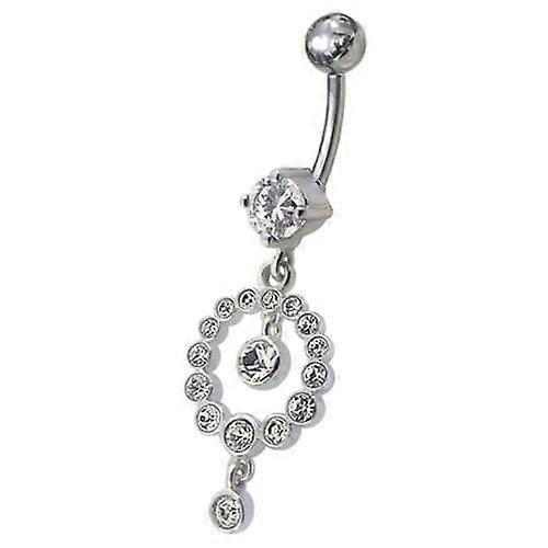 Cz Gem Round Ball Dangling Belly Ring