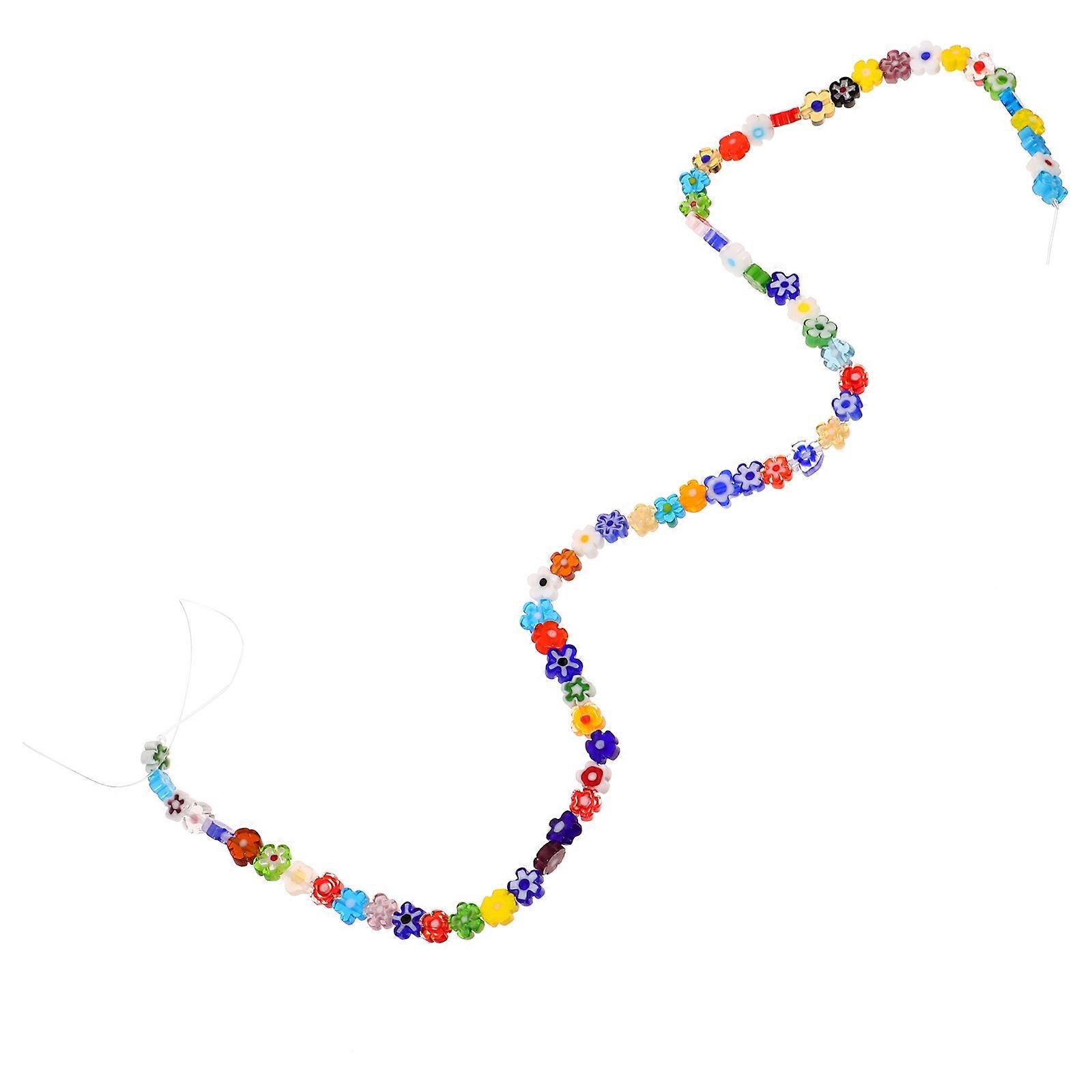 Flower Shaped Plastic Beads for DIY Jewelry Crafts Multi Color 1 Strip