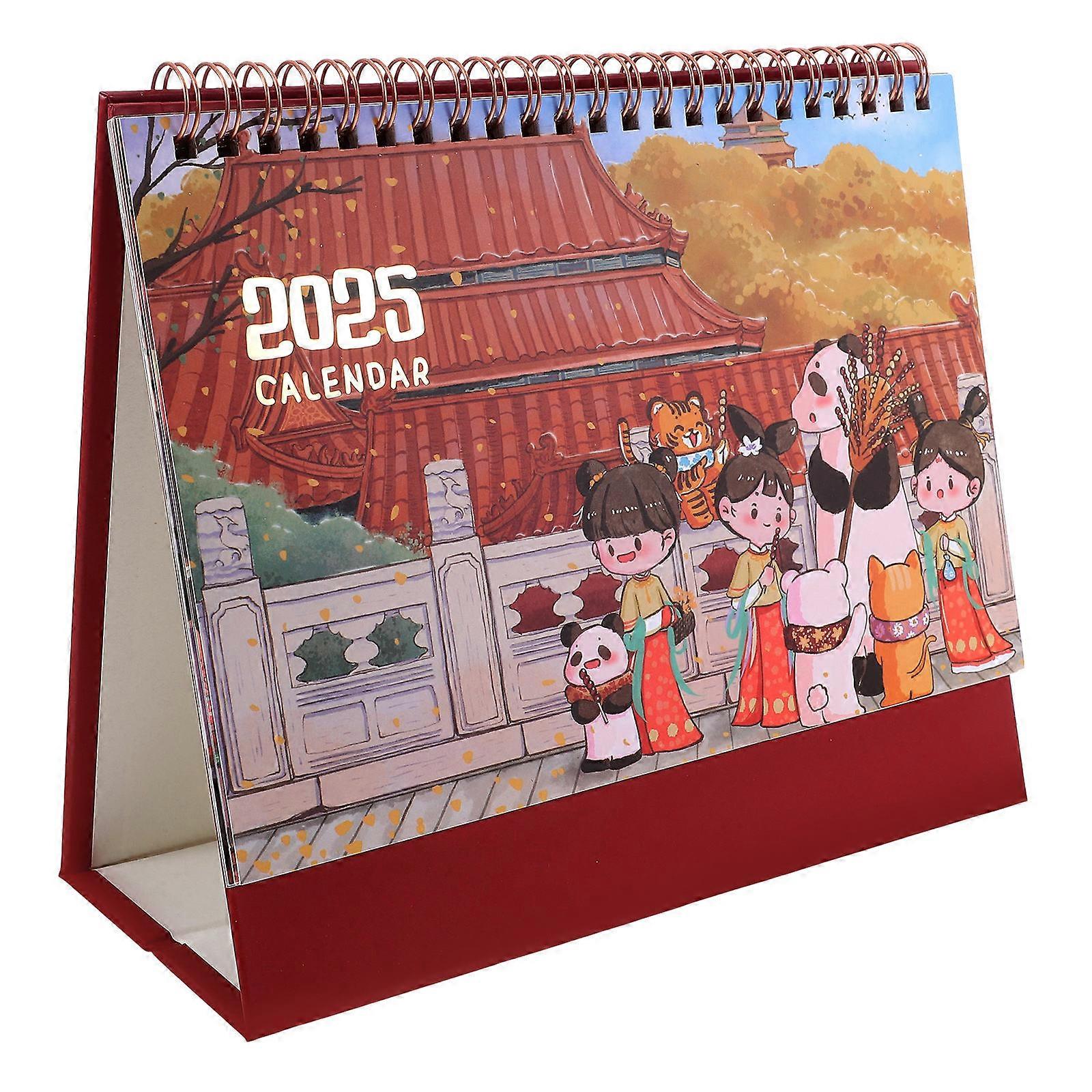 Chinese New Year Desk Calendar Paper Multi with Tear-Resistant Flipping for Daily Use
