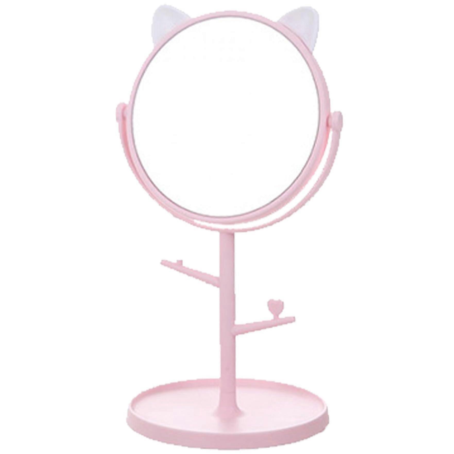 MakeUp Mirror 360 Degree Rotation Table Top Cosmetic Mirror with Storage Trays Household Use