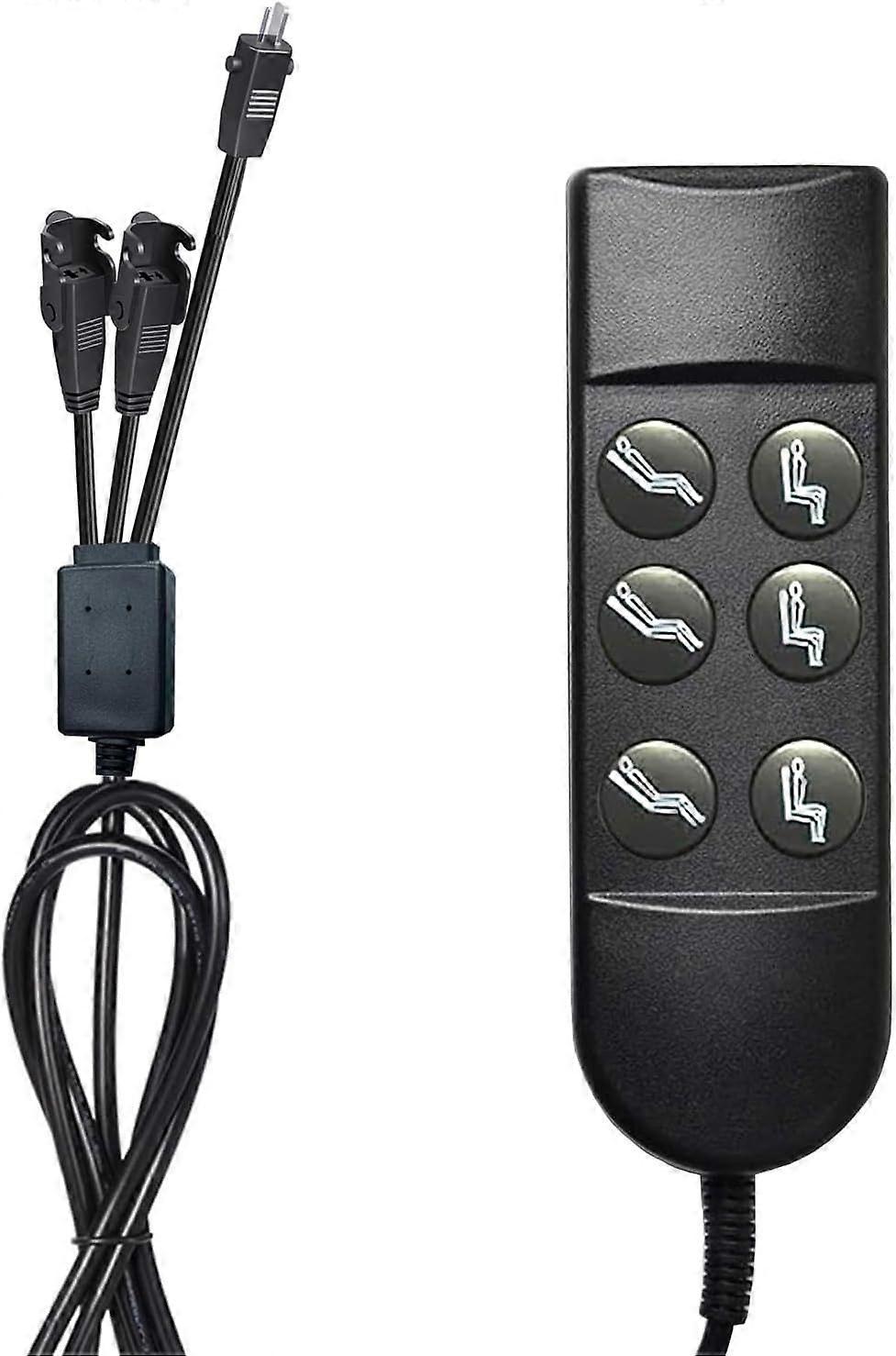 Electric Recliner Switch,6 Key Double Motor 01 Male + Double Motor 01 Female Interface Electric Sofa Manual Controller,Suitable for Okin Limoss Chair 