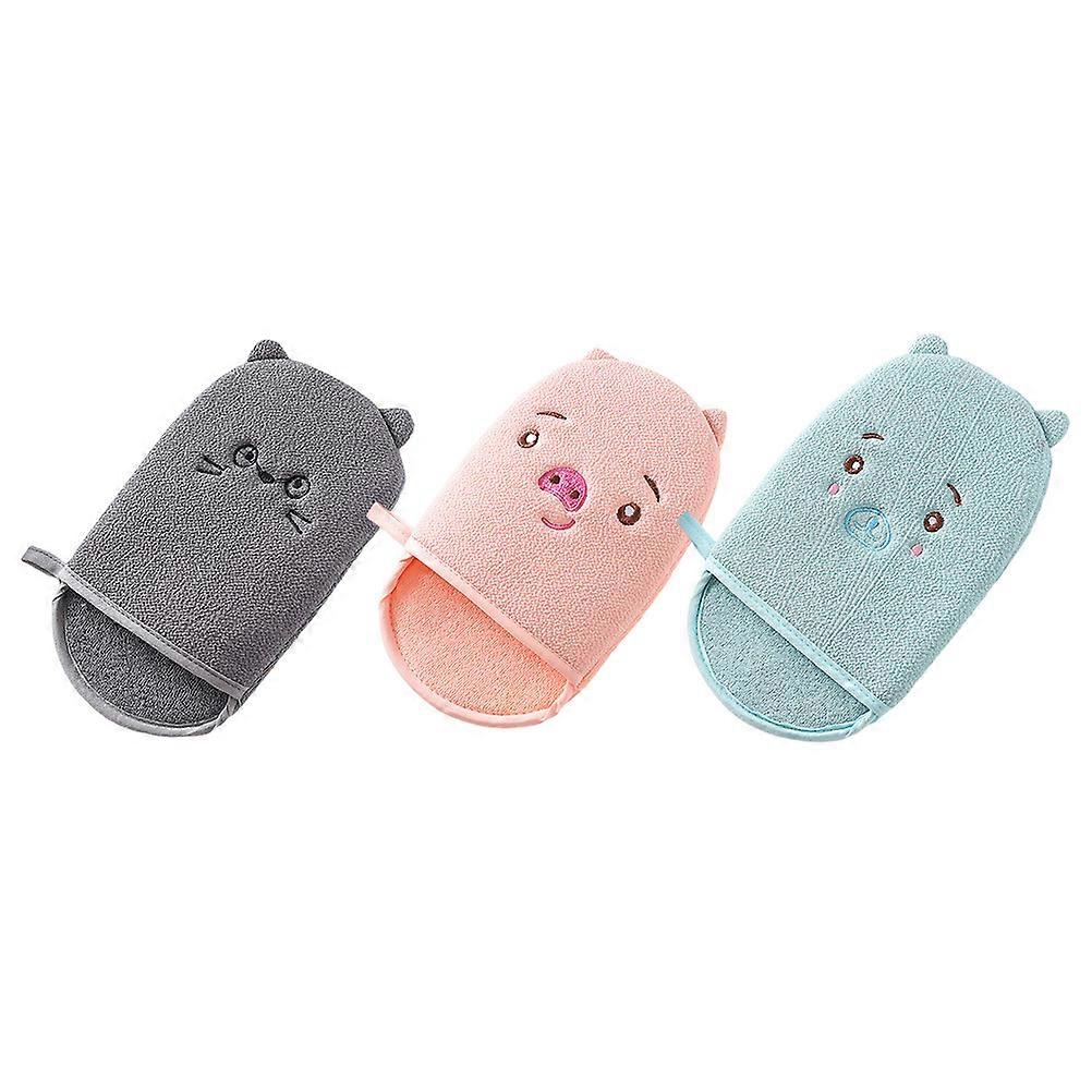 Cartoon Bathing Gloves for Home Use Assorted Color Lightweight Comfortable Material 3Pcs