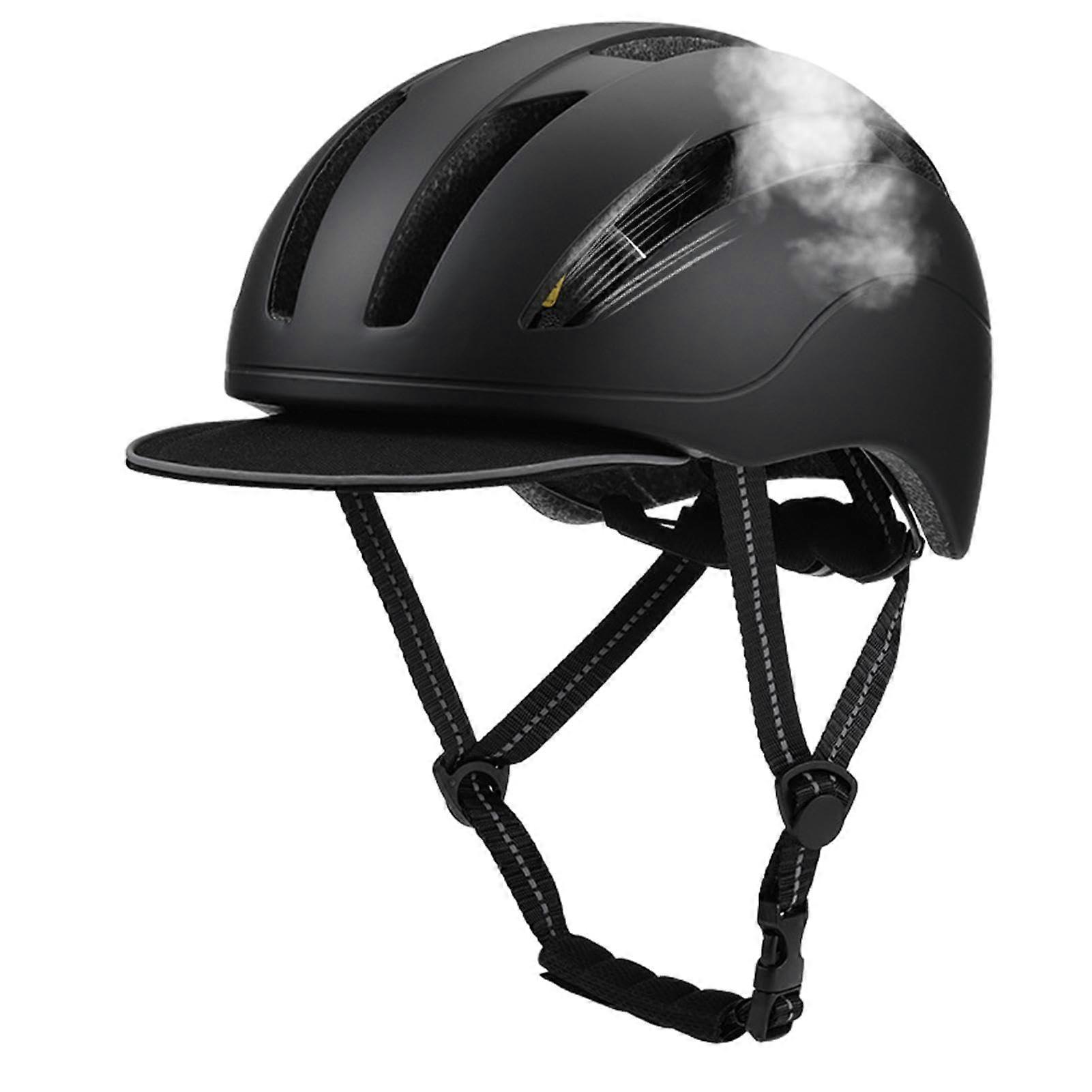 Adjustable headgear for adults, outdoor sports, black, helmet, ventilated, with chin strap for snowboarding, riding