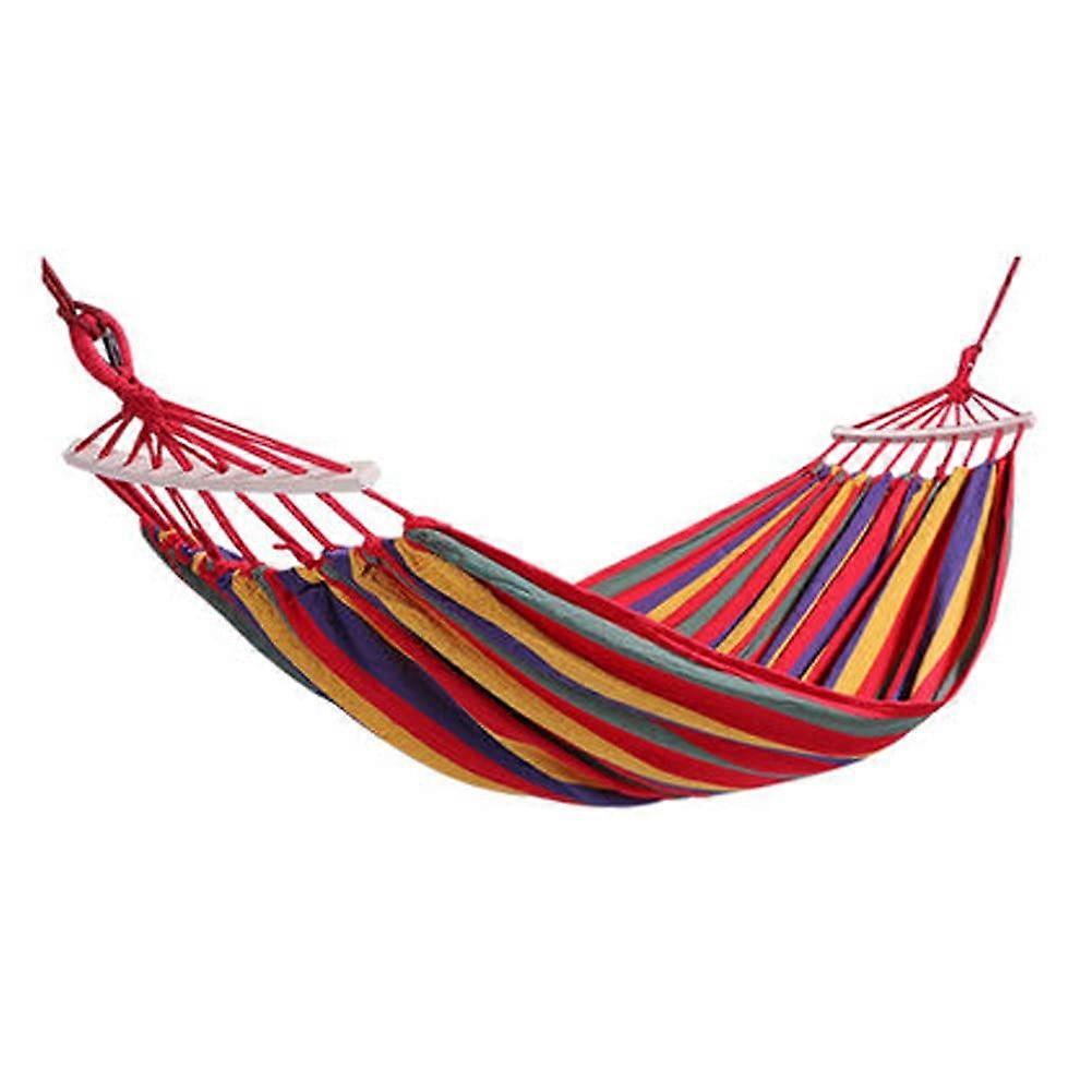Hammock, Colourful Striped with 40 cm Wooden Pole, for Indoor/Outdoor (Red, 200x80cm)