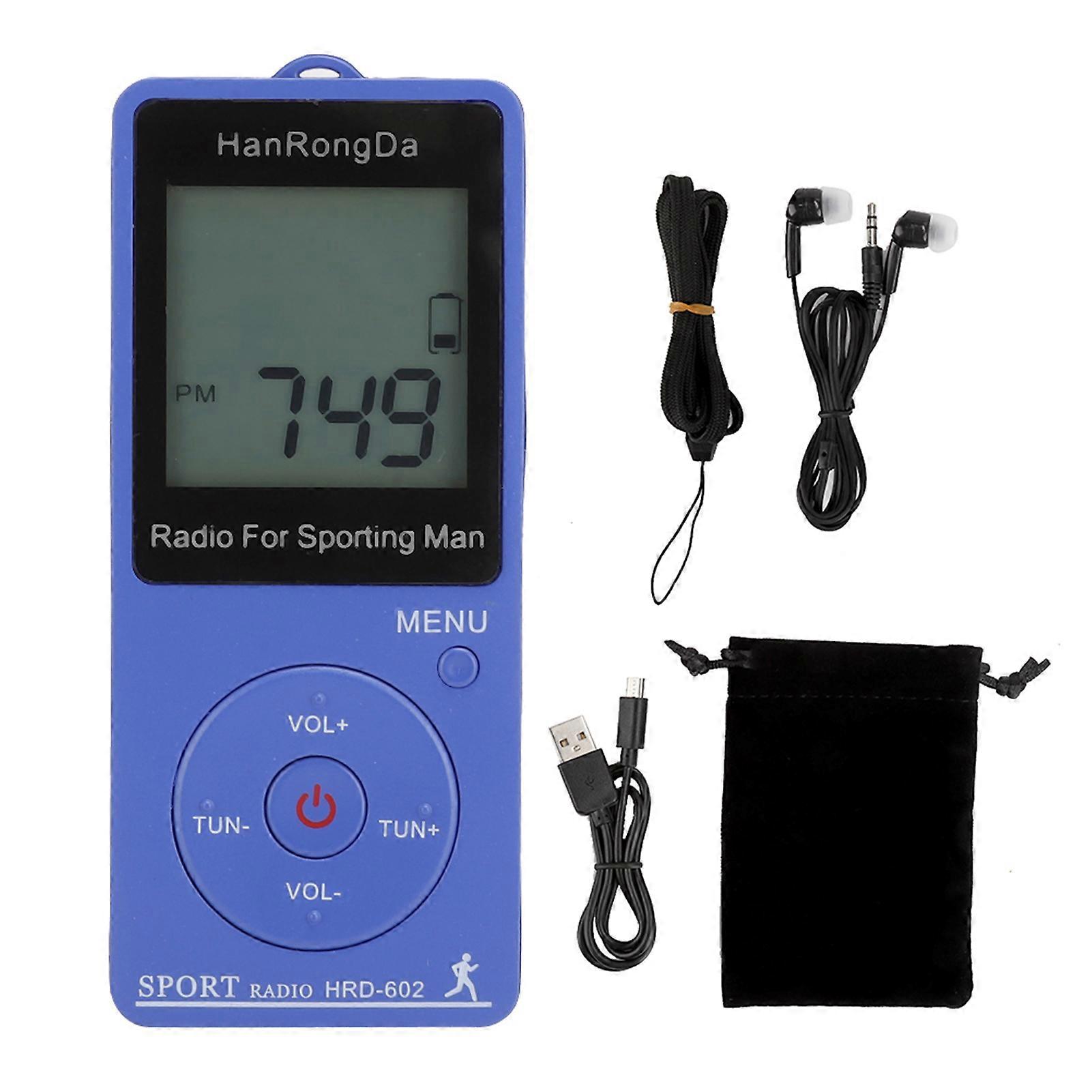 Compact and portable mini sports radio, FM/AM frequency adjustment, digital display with pedometer function