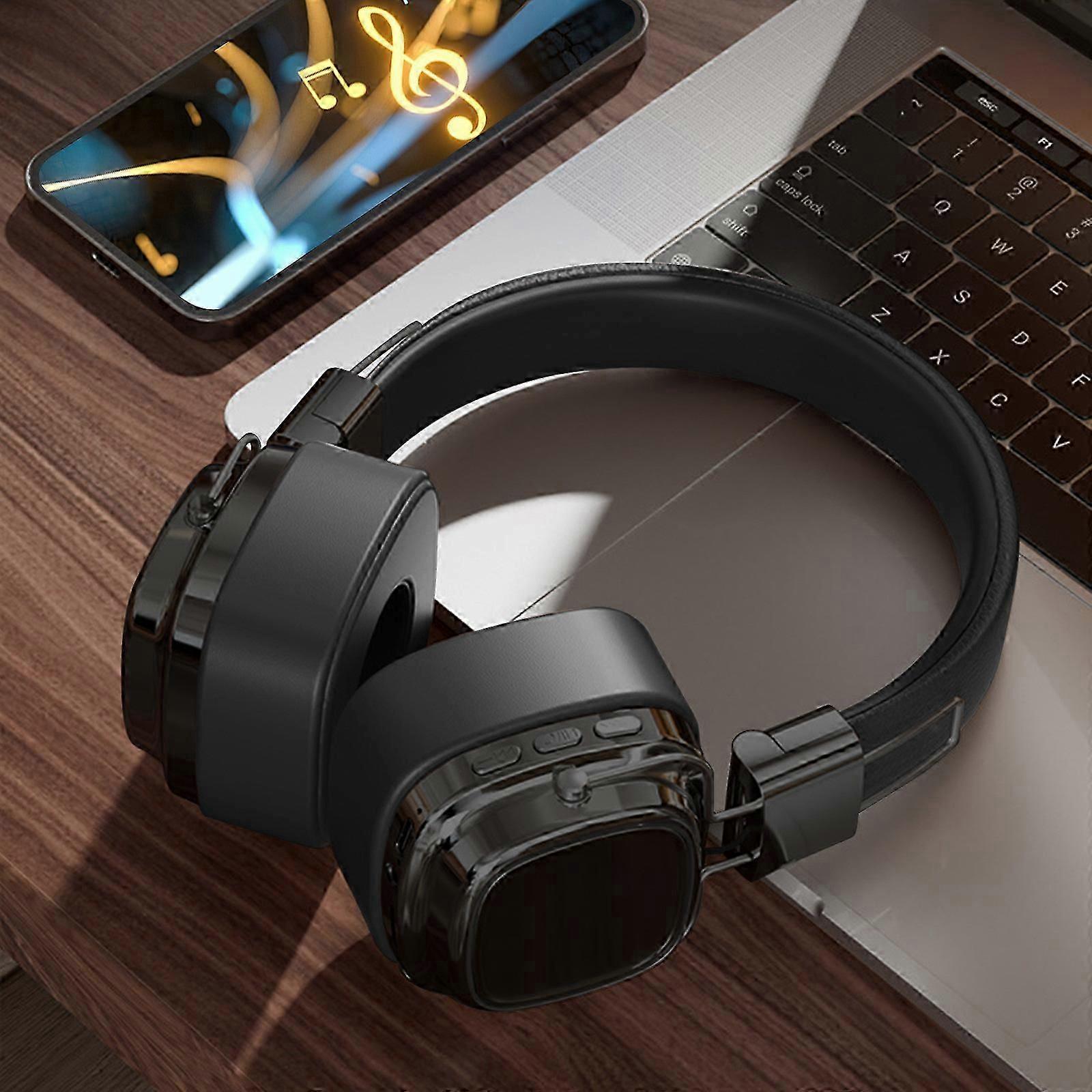 Headphones With American Retro Style Wireless Bluetooth 5.3 Subwoofer BK