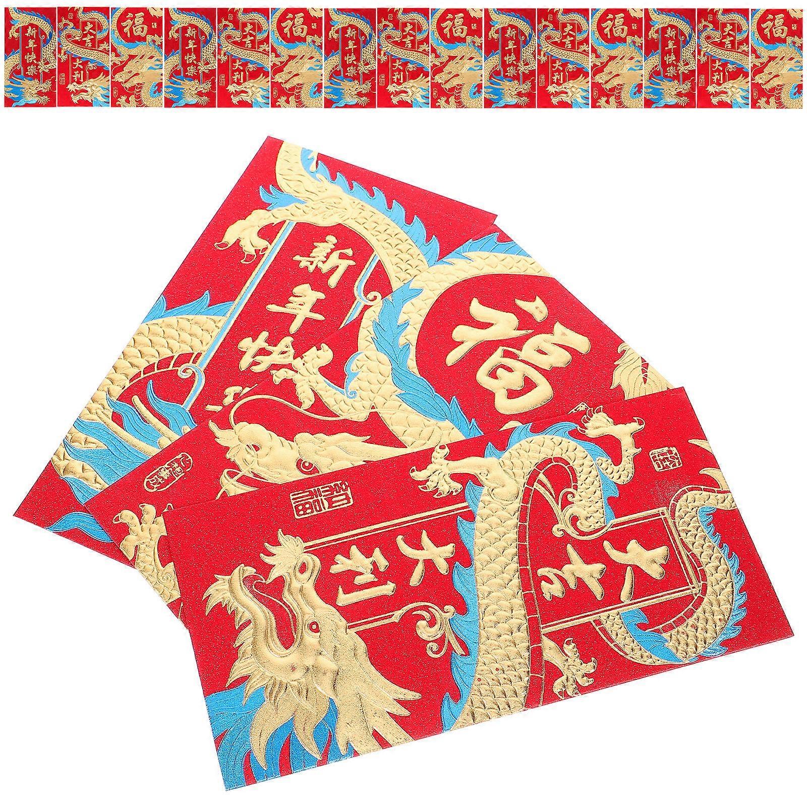 Chinese Lucky Money Envelopes Spring Festival Red Envelopes Rectangular Cash Storage 18Pcs